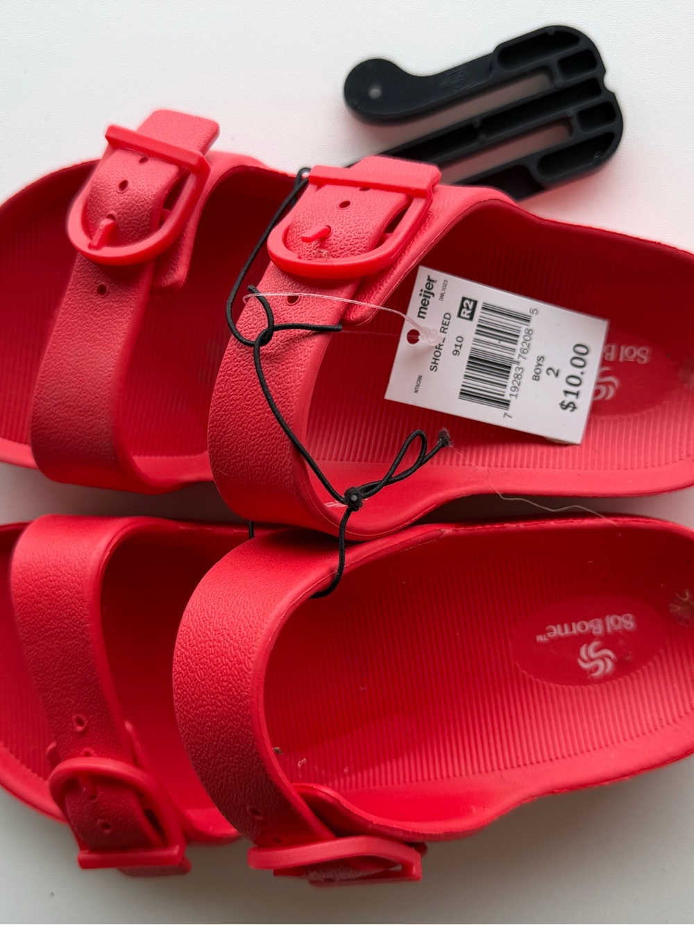 Kids Red Slip-On Adjustable Strap Sandals